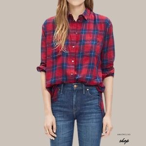 MADEWELL Red Blue Plaid Button Down Shirt Size S